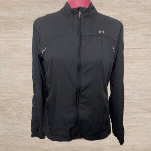 Under Armour Jacket Windbreaker Black Lightweight Zip Coat Outdoor Womens Medium